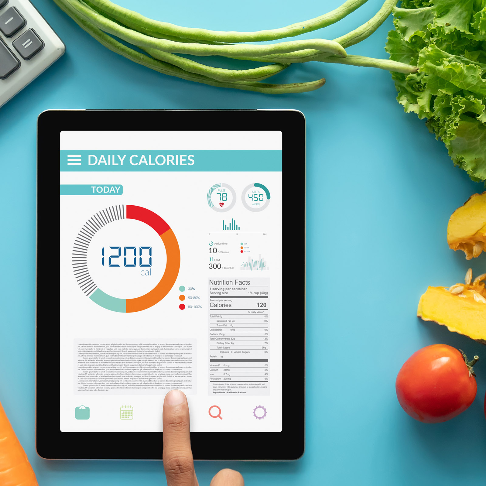 Calorie tracker and healthy food