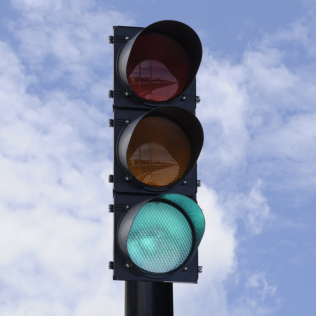 Green Traffic Light on Blue Cloudy Sky Green Light